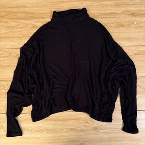 We The Free Charcoal Turtle Neck Rayon Top